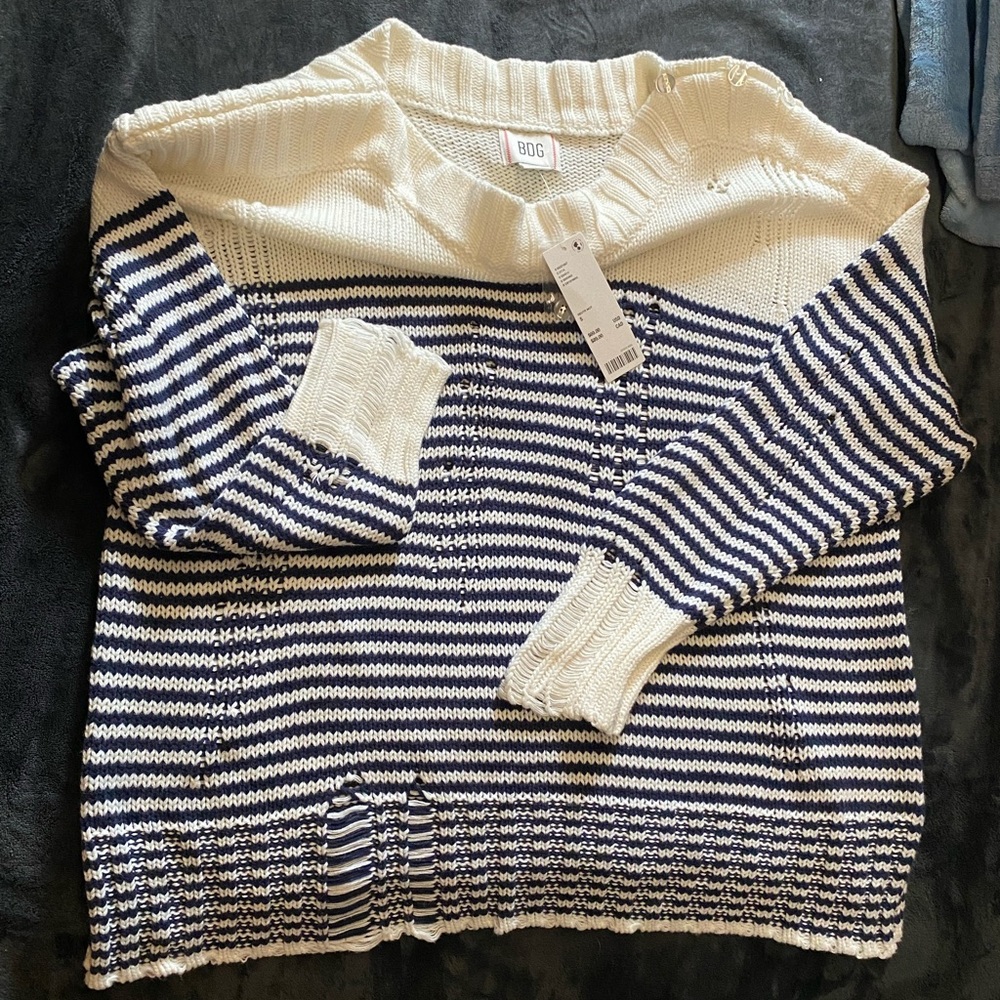 BDG Navy and Cream Striped Sweater
